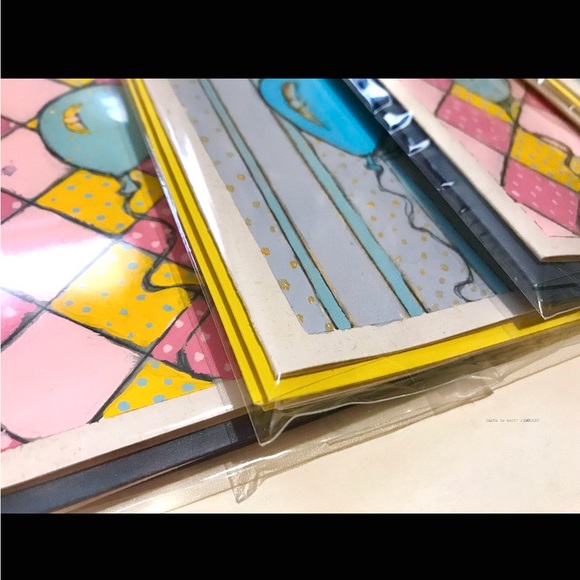 Set of 6 Cards. Balloon Designs. Blank Inside. Handpainted. Framable, NWT - Picture 7 of 9